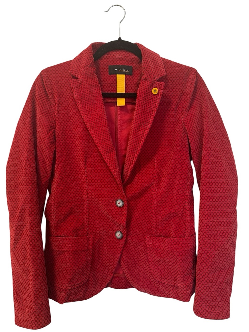 Ianux Italy Red Textured Dotted Tech Knit Blazer Jacket IT 42 US 6 Small